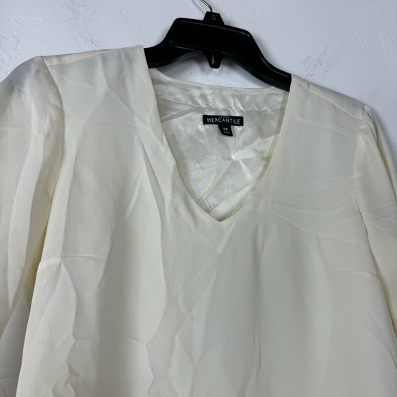 J Crew Blouse Shirt Top Bow Sleeve Solid Ivory White Cream Lined V Neckline Knit - Picture 4 of 8